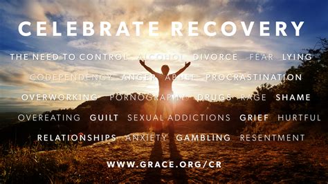 Recovery grace - Celebrate Recovery changes lives! Already in 25,000 churches worldwide (most in the US), a branch of CR was started at Grace Redeemer Church in 2015. Celebrate Recovery is for anyone with the courage to be honest about life’s hurts, habits, and hang-ups, and willing to open their life to healing and change. Participants open …